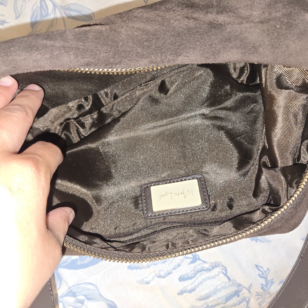 Dark Brown Suede Shoulder Bag - Picture 4 of 7